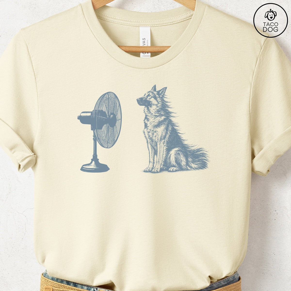German Shepherd Fan T-Shirt Natural Taco-Dog