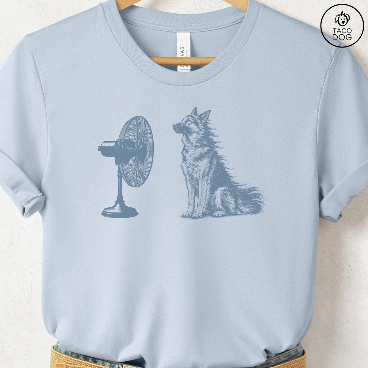 German Shepherd Fan T-Shirt Light Blue Taco-Dog