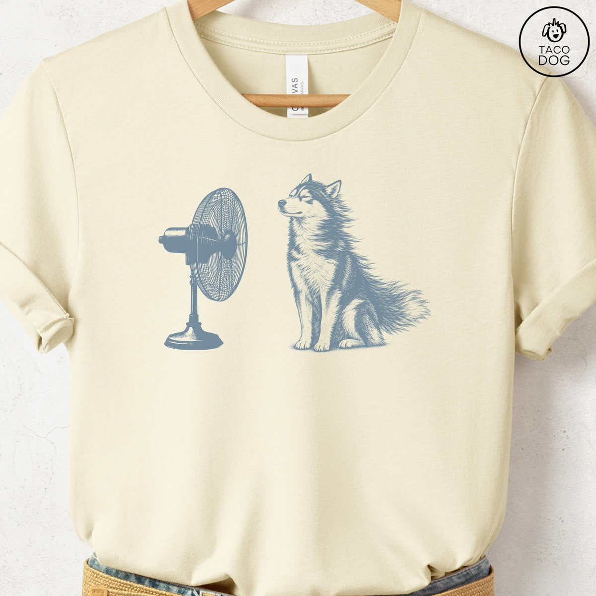 Husky Fan T-Shirt Natural Taco-Dog