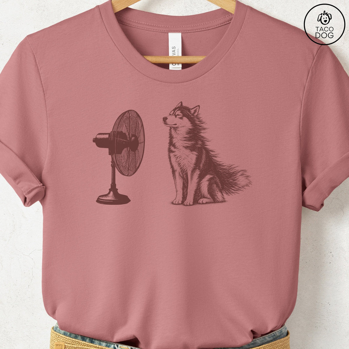Husky Fan T-Shirt Heather Mauve Taco-Dog