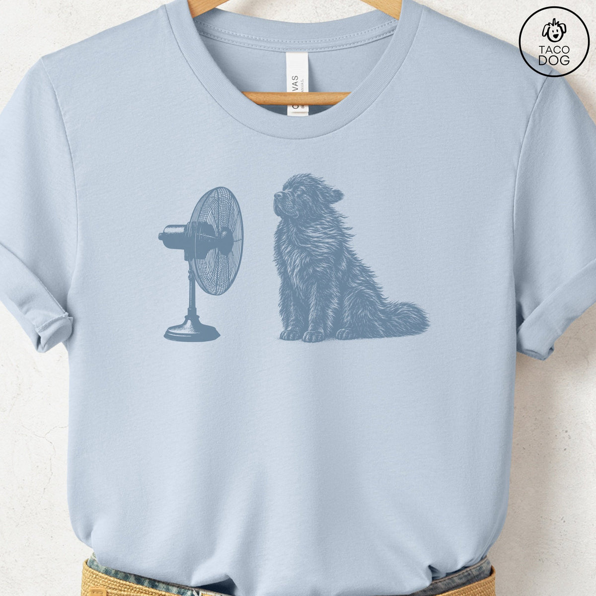 Newfoundland Fan T-Shirt Light Blue Taco-Dog