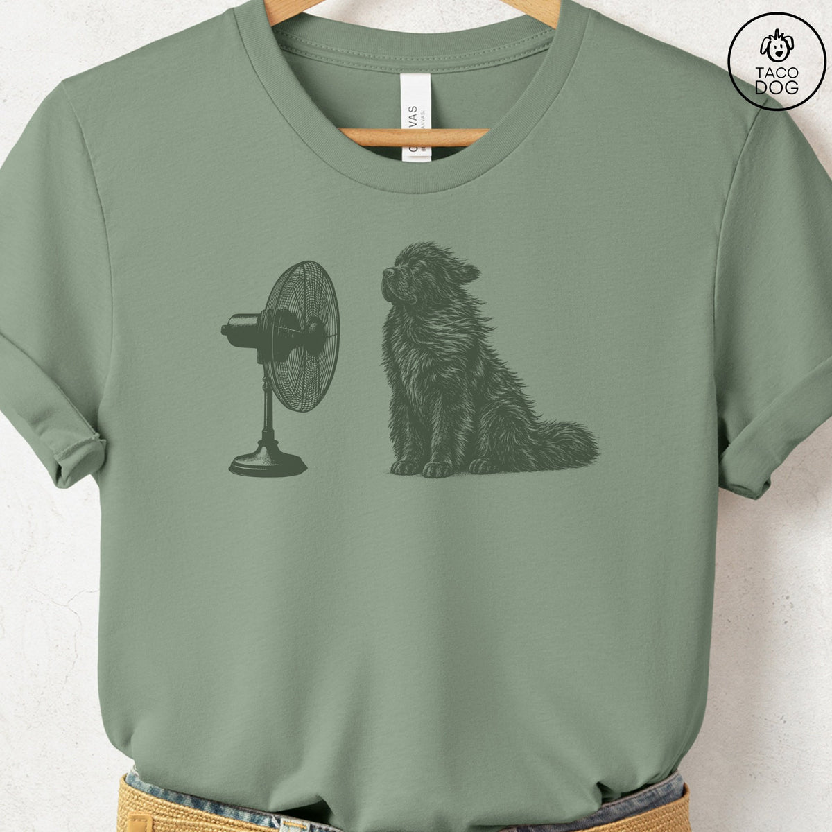 Newfoundland Fan T-Shirt Sage Taco-Dog