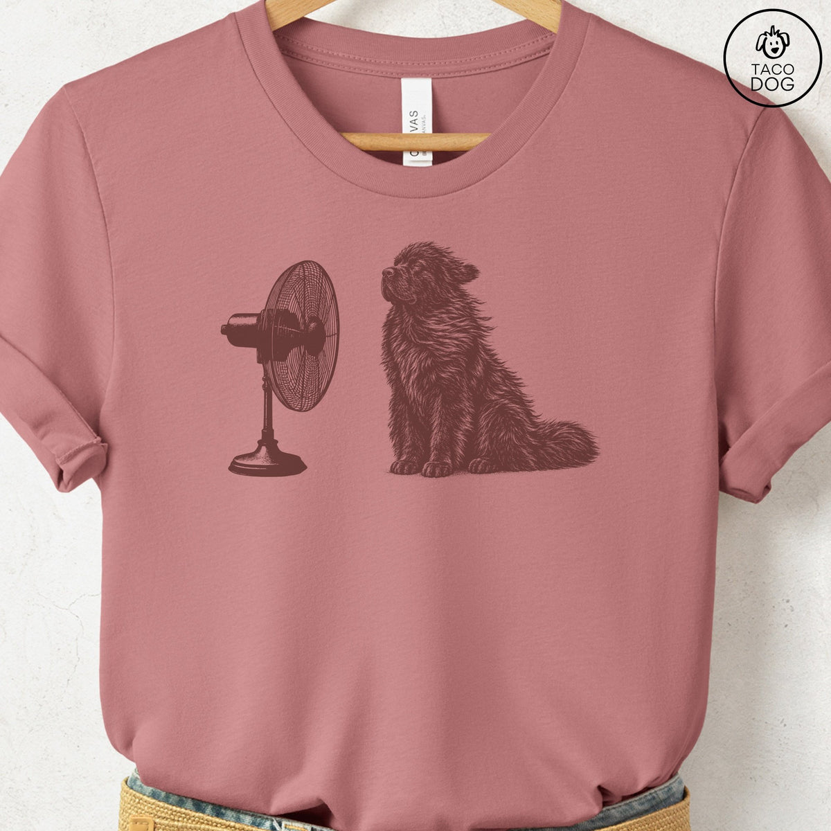 Newfoundland Fan T-Shirt Heather Mauve Taco-Dog