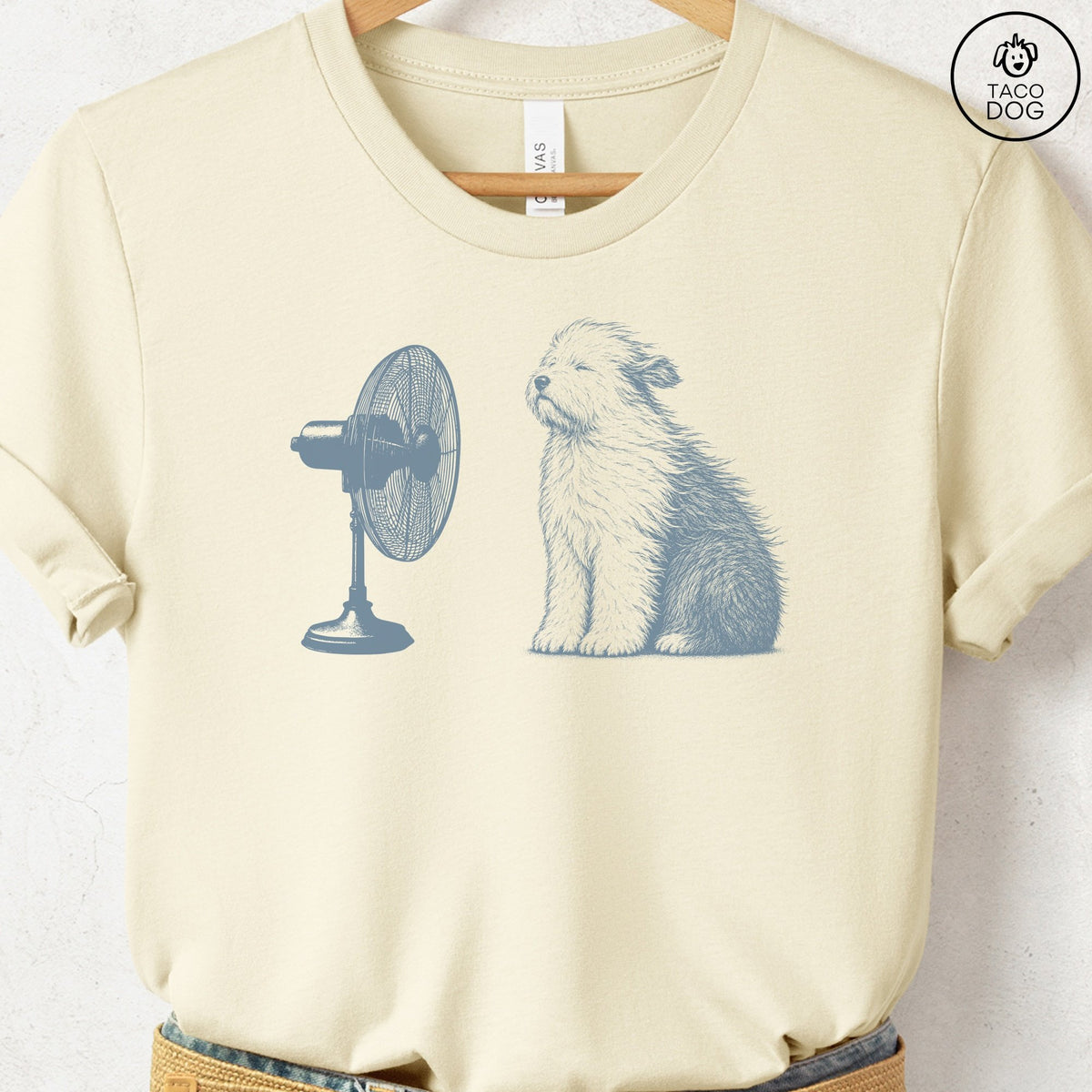 Old English Sheepdog Fan T-Shirt Natural Taco-Dog