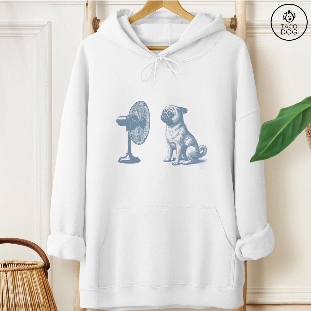 Pug Fan Hoodie White Taco-Dog