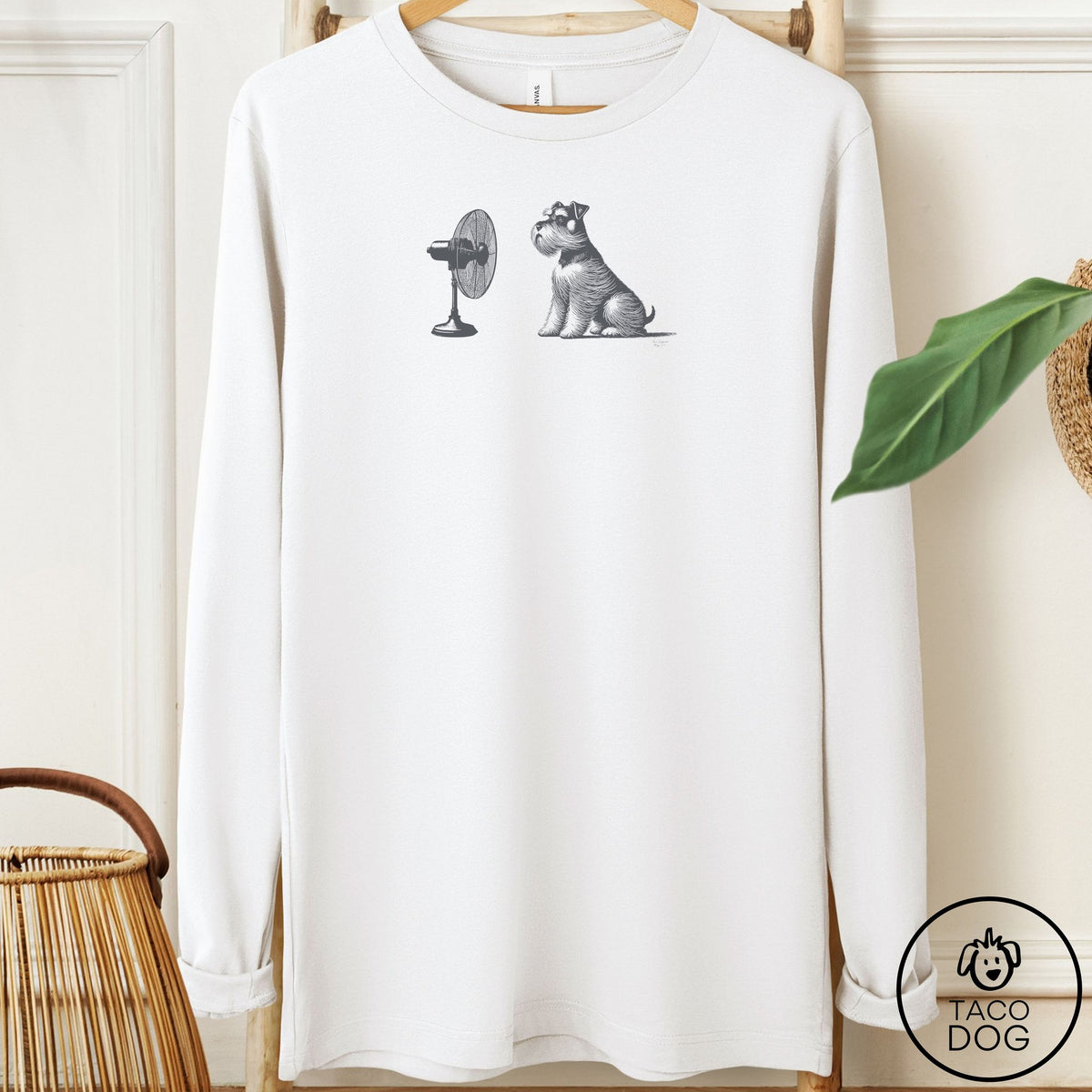 Schnauzer Fan Long Sleeve Tee White Taco-Dog