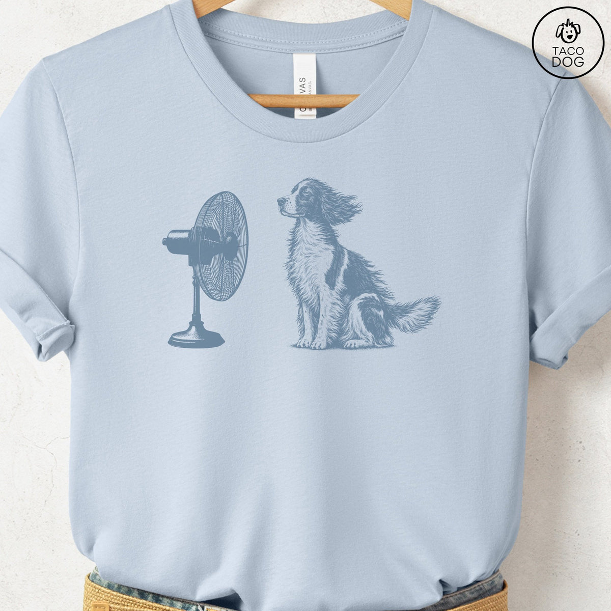 Springer Spaniel Fan T-Shirt Light Blue Taco-Dog
