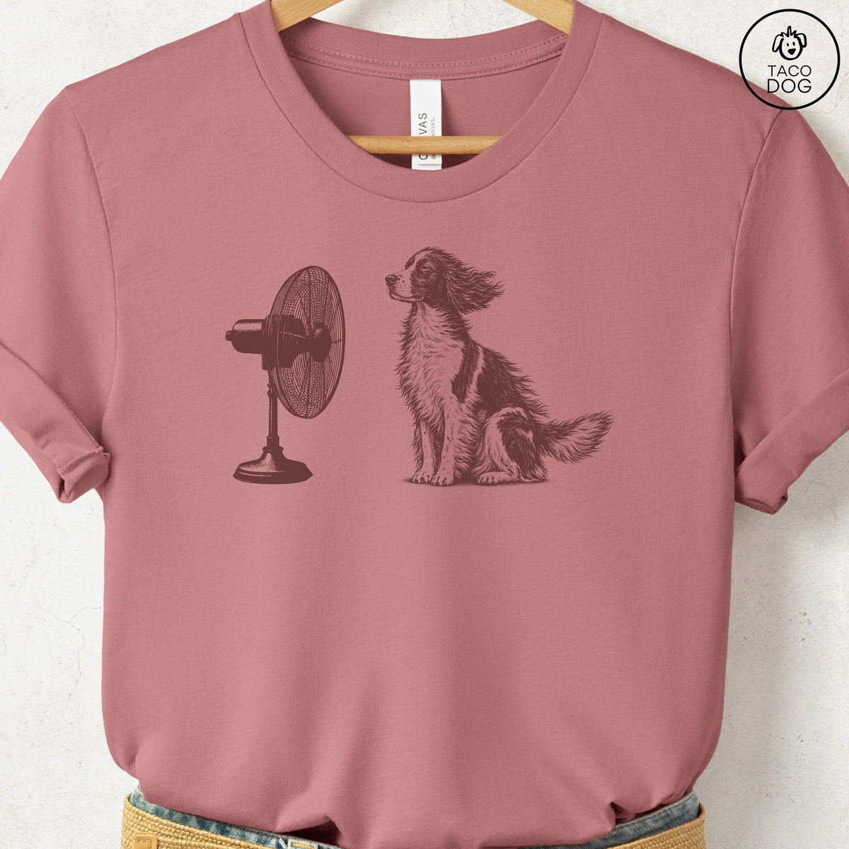 Springer Spaniel Fan T-Shirt Heather Mauve Taco-Dog