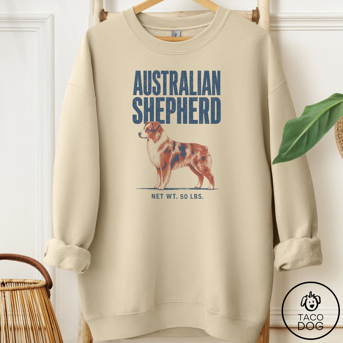 Australian Shepherd Feedsack Sweatshirt Sand Taco-Dog