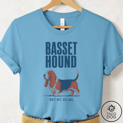 Basset Hound Feedsack T-Shirt Ocean Blue Taco-Dog