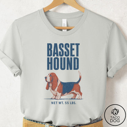 Basset Hound Feedsack T-Shirt Silver Taco-Dog