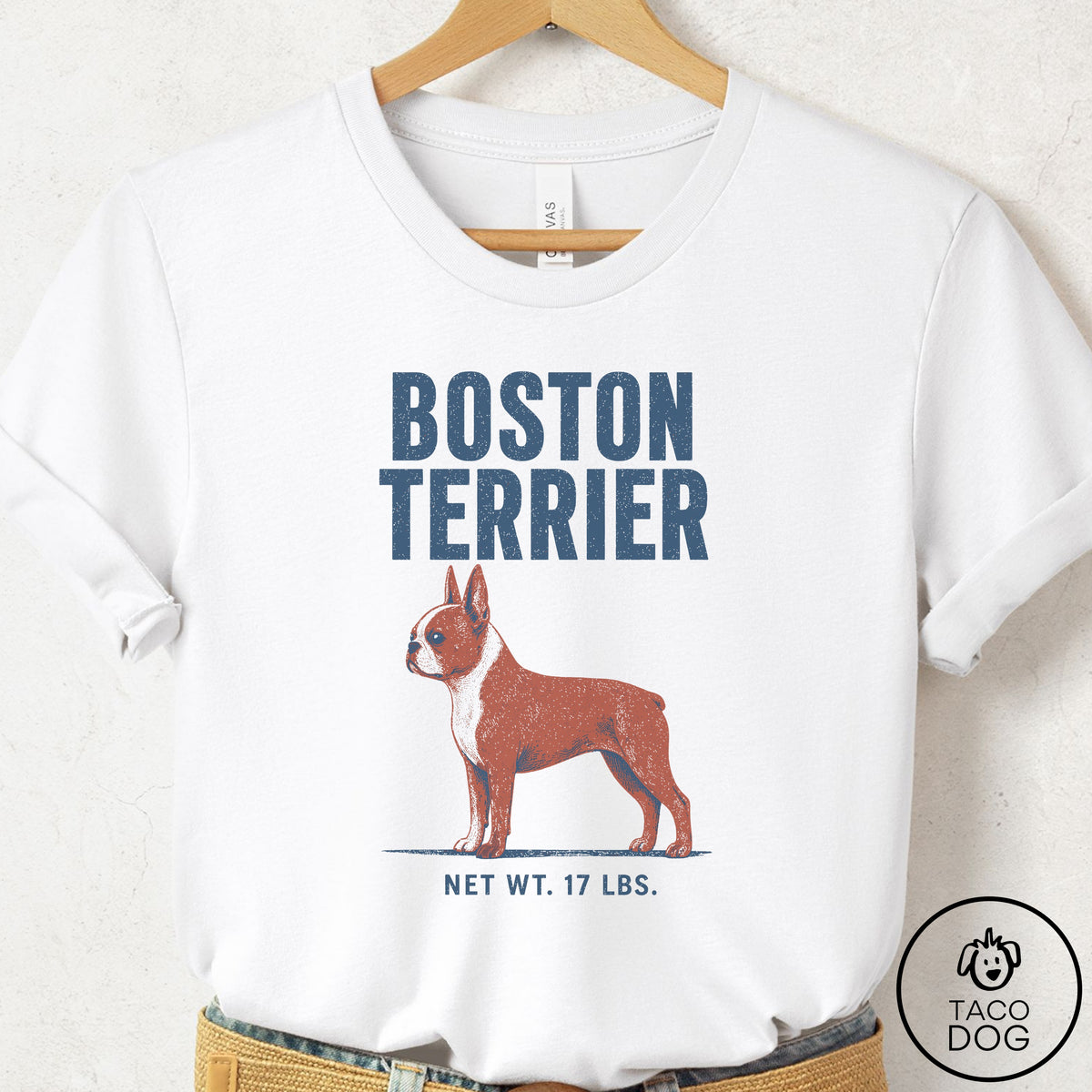 Boston Terrier Feedsack T-Shirt White Taco-Dog