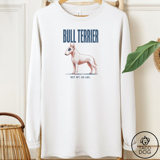 Bull Terrier Feedsack Long Sleeve Tee White Taco-Dog