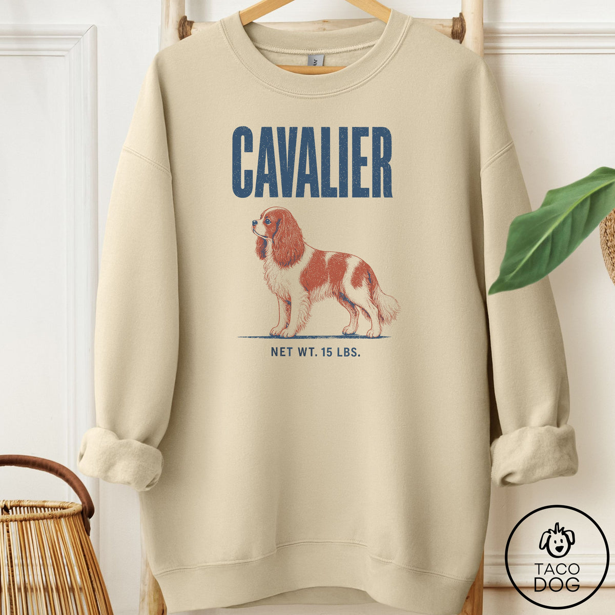 Cavalier King Charles Spaniel Feedsack Sweatshirt Sand Taco-Dog