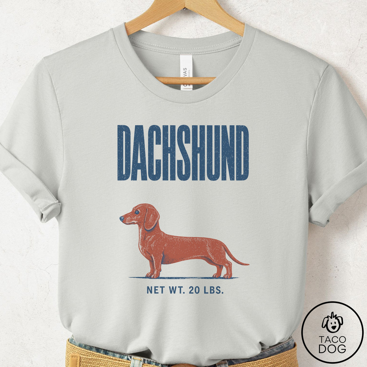 Dachshund Feedsack T-Shirt Silver Taco-Dog