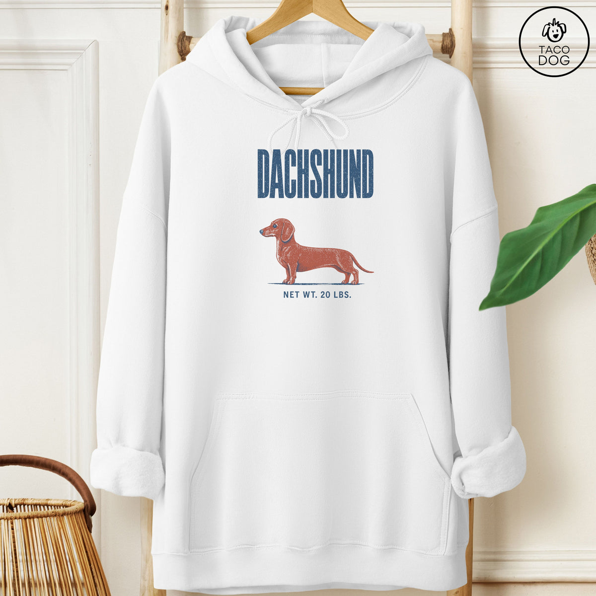 Dachshund Feedsack Hoodie White Taco-Dog