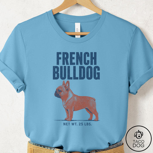 French Bulldog Frenchie Feedsack T-Shirt Ocean Blue Taco-Dog