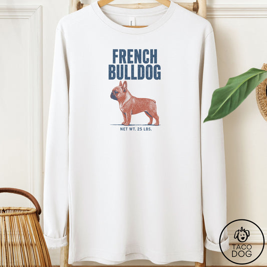 French Bulldog Frenchie Feedsack Long Sleeve Tee White Taco-Dog