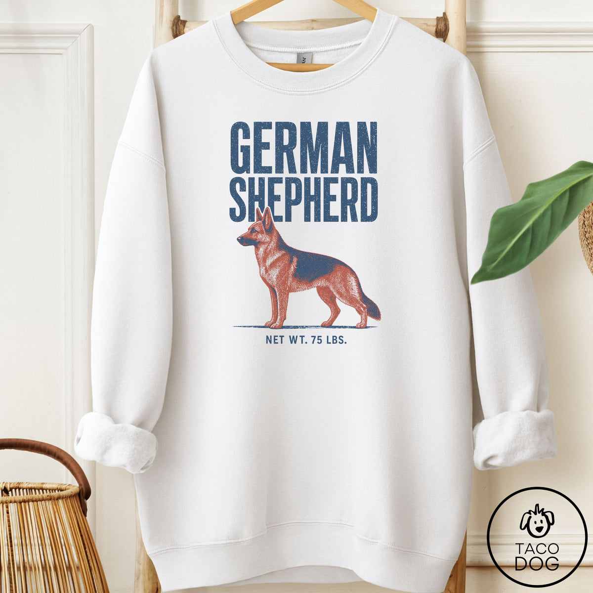 German Shepherd Feedsack Sweatshirt White Taco-Dog