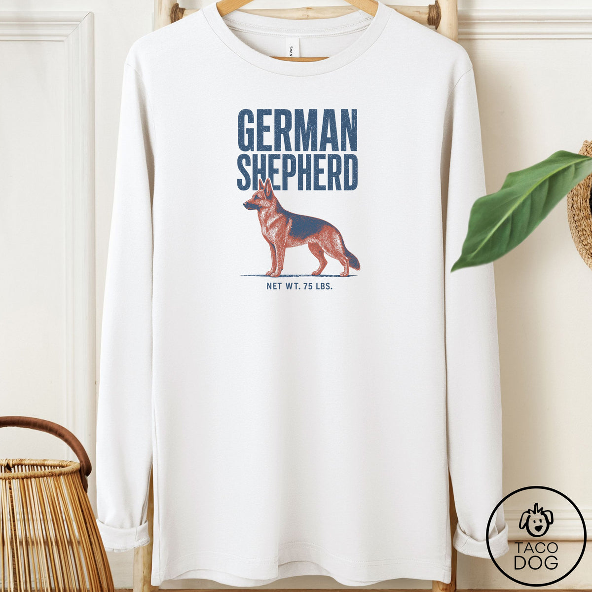 German Shepherd Feedsack Long Sleeve Tee White Taco-Dog