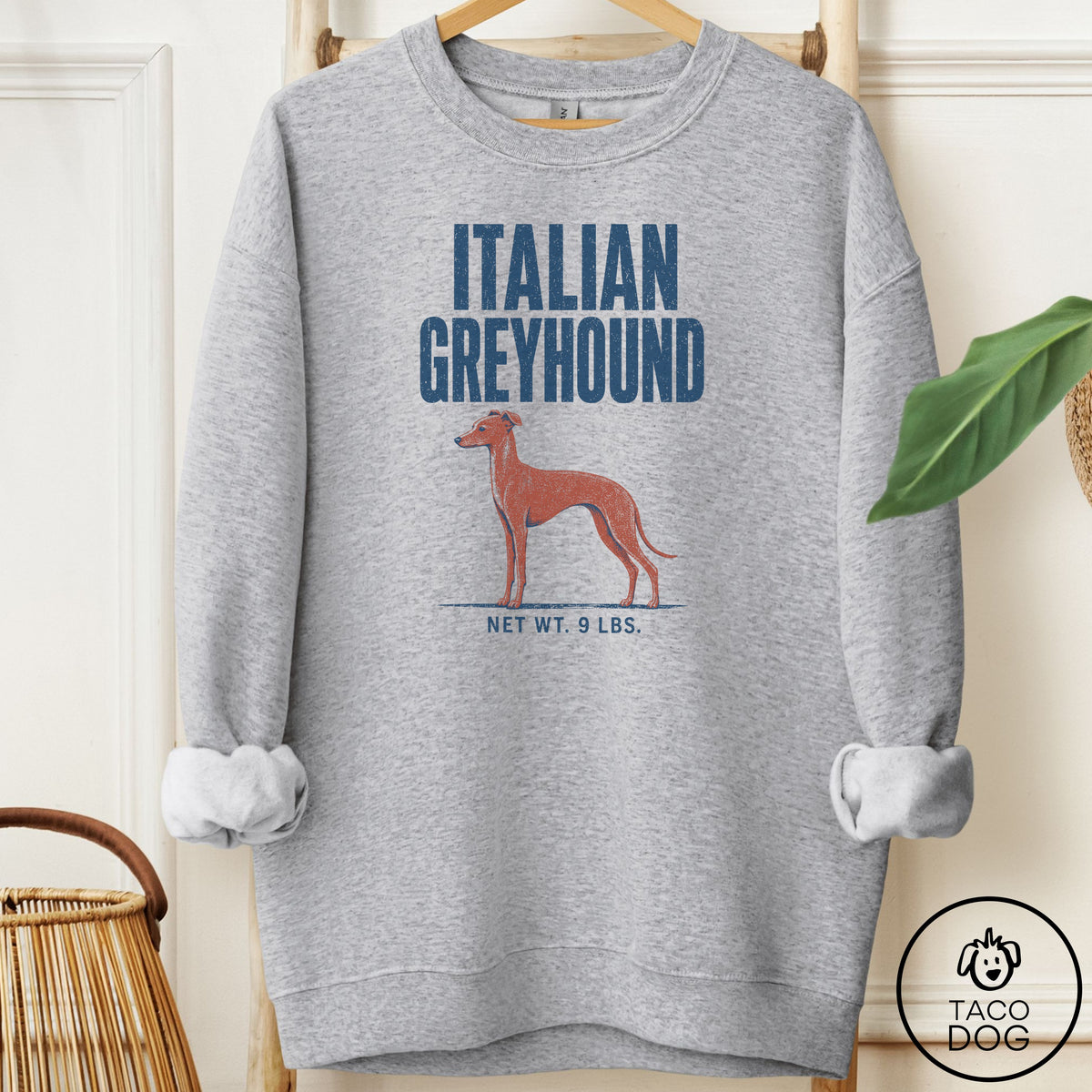 Italian Greyhound Whippet Feedsack Sweatshirt Sport Grey Taco-Dog