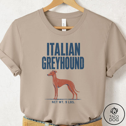 Italian Greyhound Whippet Feedsack T-Shirt Tan Taco-Dog