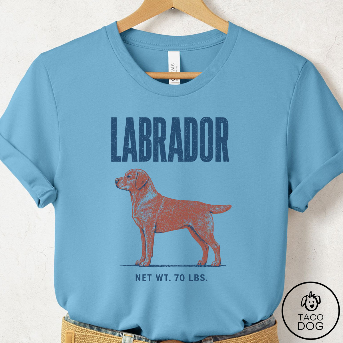 Labrador Retriever Feedsack T-Shirt Ocean Blue Taco-Dog
