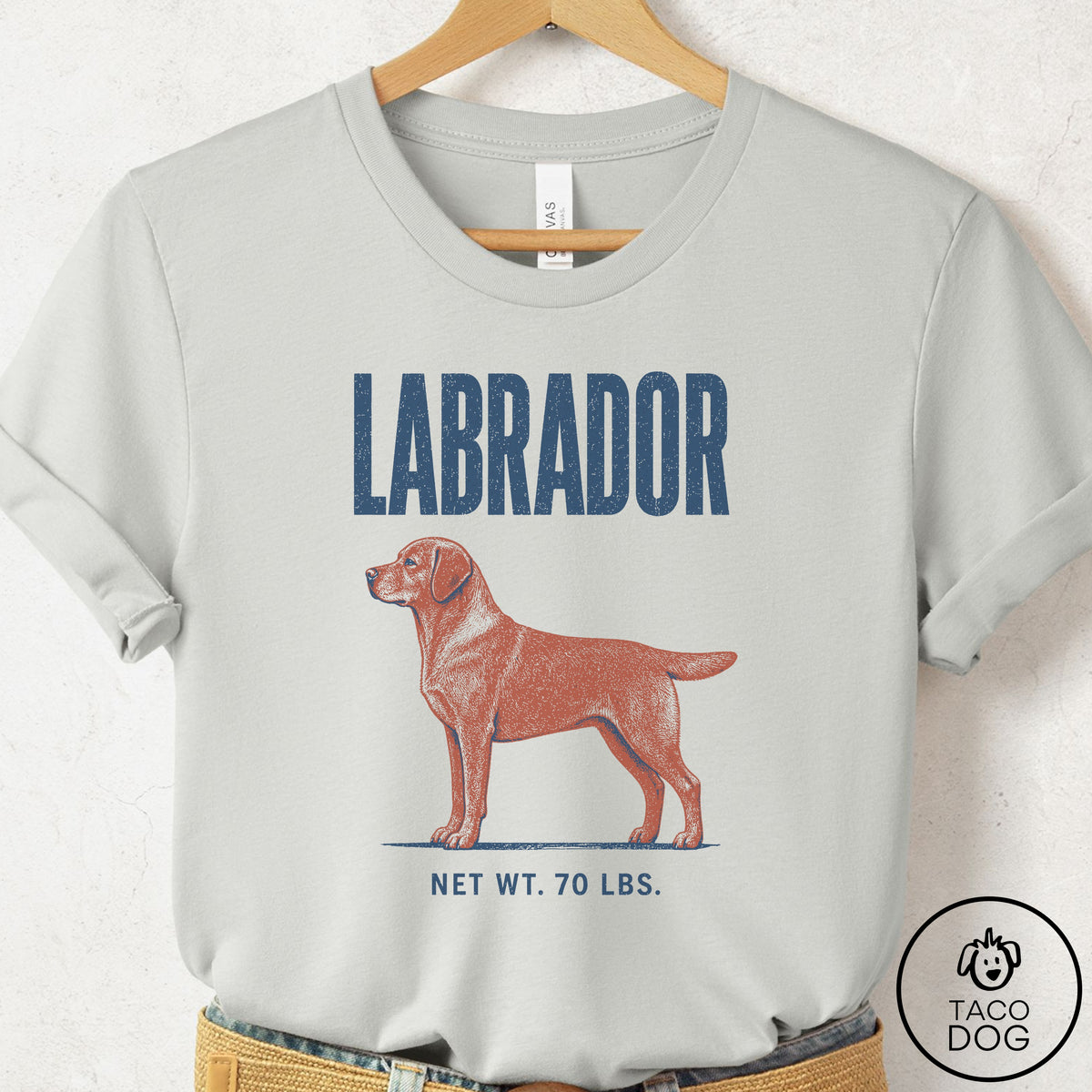 Labrador Retriever Feedsack T-Shirt Silver Taco-Dog