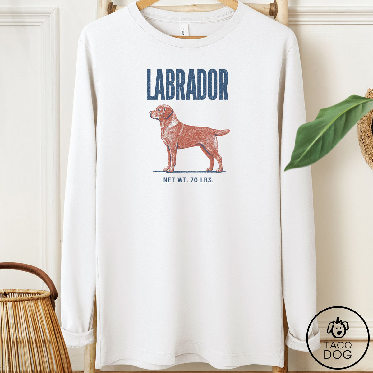 Labrador Retriever Feedsack Long Sleeve Tee White Taco-Dog