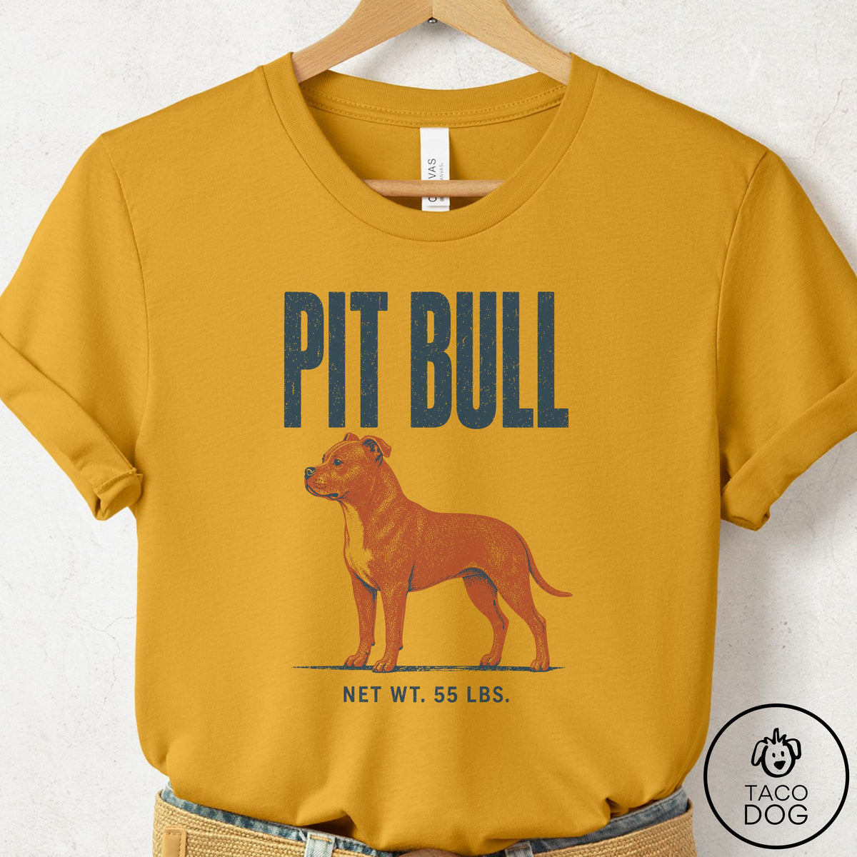 Pitbull Feedsack T-Shirt Mustard Taco-Dog