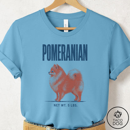 Pomeranian Feedsack T-Shirt Ocean Blue Taco-Dog