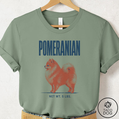 Pomeranian Feedsack T-Shirt Sage Taco-Dog