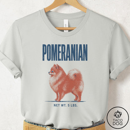 Pomeranian Feedsack T-Shirt Silver Taco-Dog