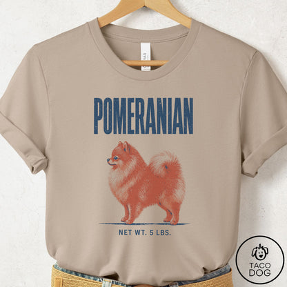 Pomeranian Feedsack T-Shirt Tan Taco-Dog