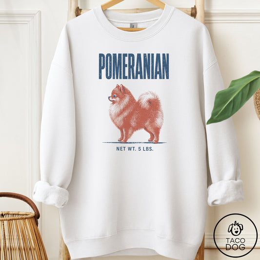 Pomeranian Feedsack Sweatshirt White Taco-Dog