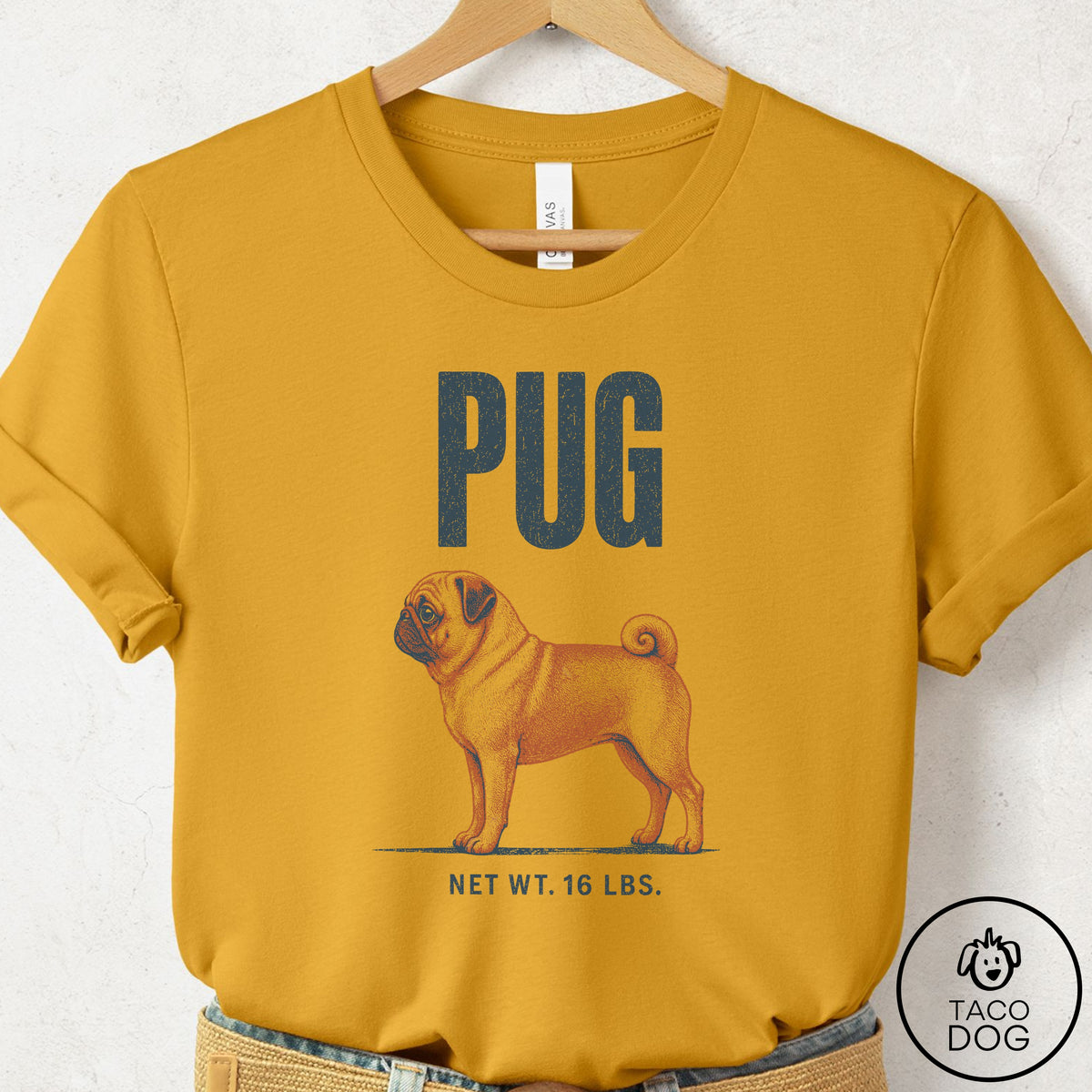 Pug Feedsack T-Shirt Mustard Taco-Dog