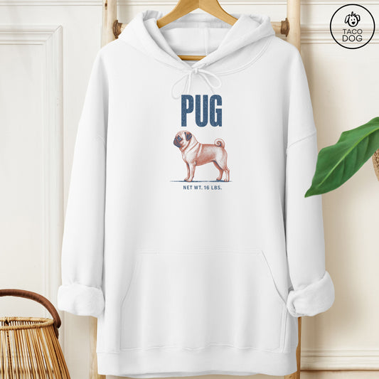 Pug Feedsack Hoodie White Taco-Dog
