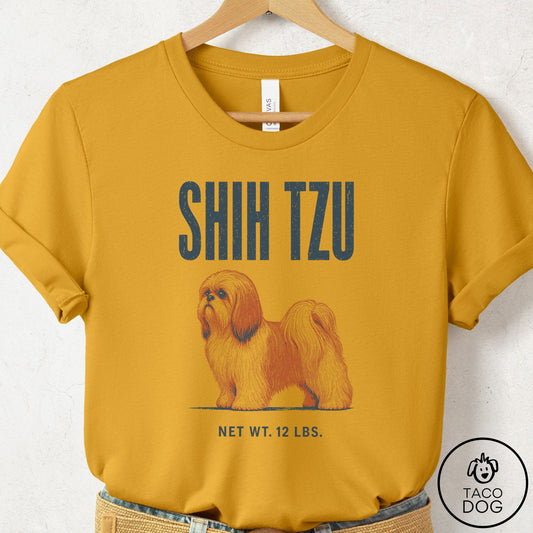 Shih Tzu Feedsack T-Shirt Mustard Taco-Dog