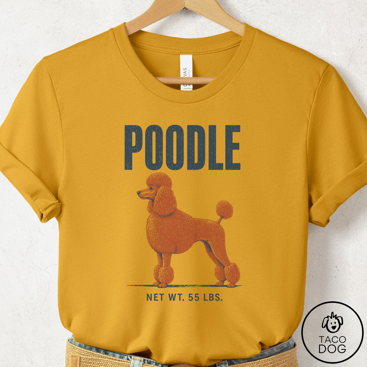 Poodle Feedsack T-Shirt Mustard Taco-Dog