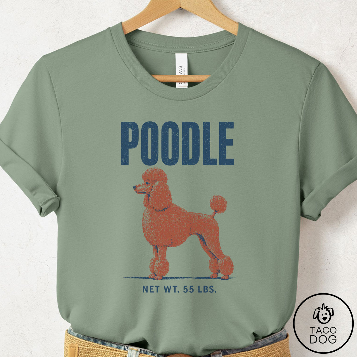 Poodle Feedsack T-Shirt Sage Taco-Dog