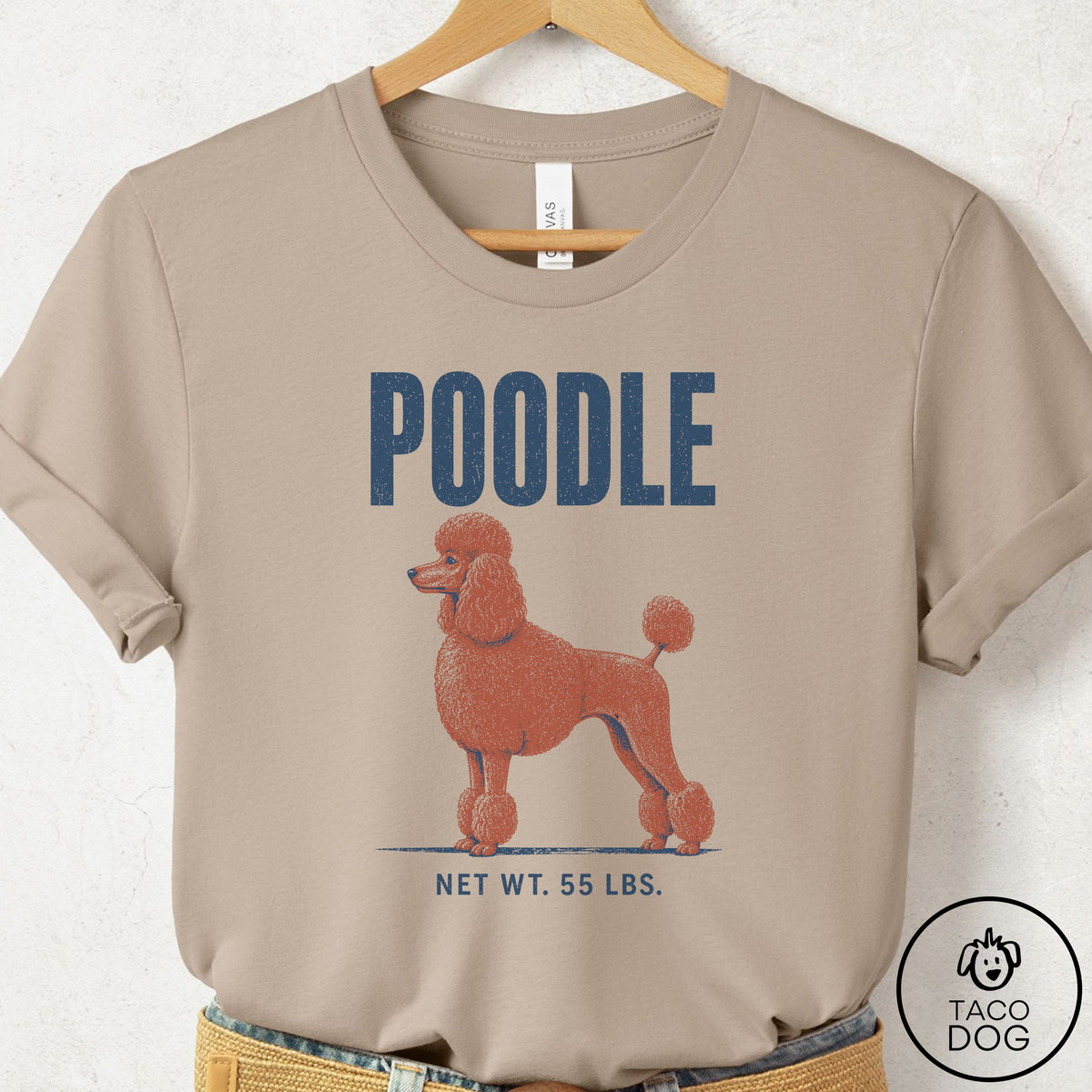 Poodle Feedsack T-Shirt Tan Taco-Dog