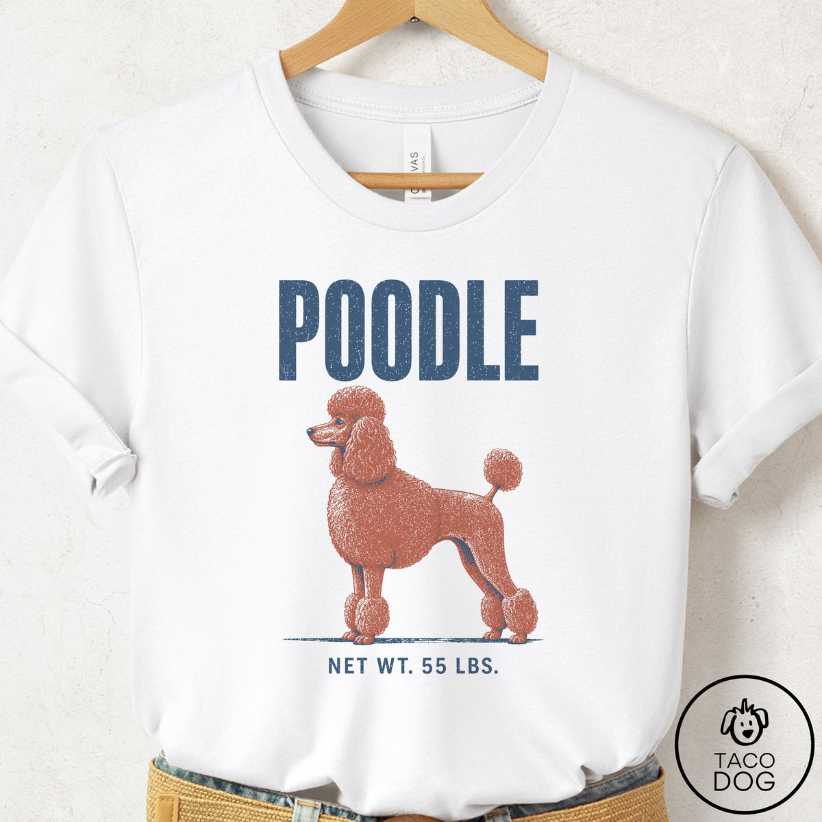 Poodle Feedsack T-Shirt White Taco-Dog