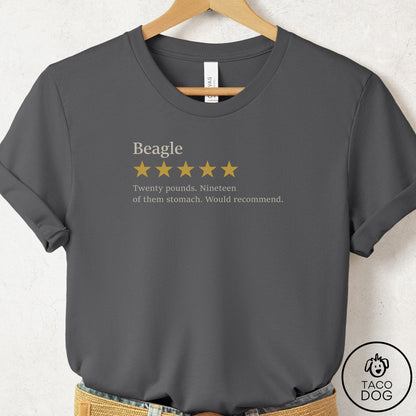 Beagle Five Star Review T-Shirt Asphalt Taco-Dog