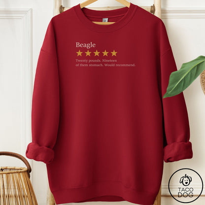 Beagle Five Star Review Sweatshirt Garnet Taco-Dog