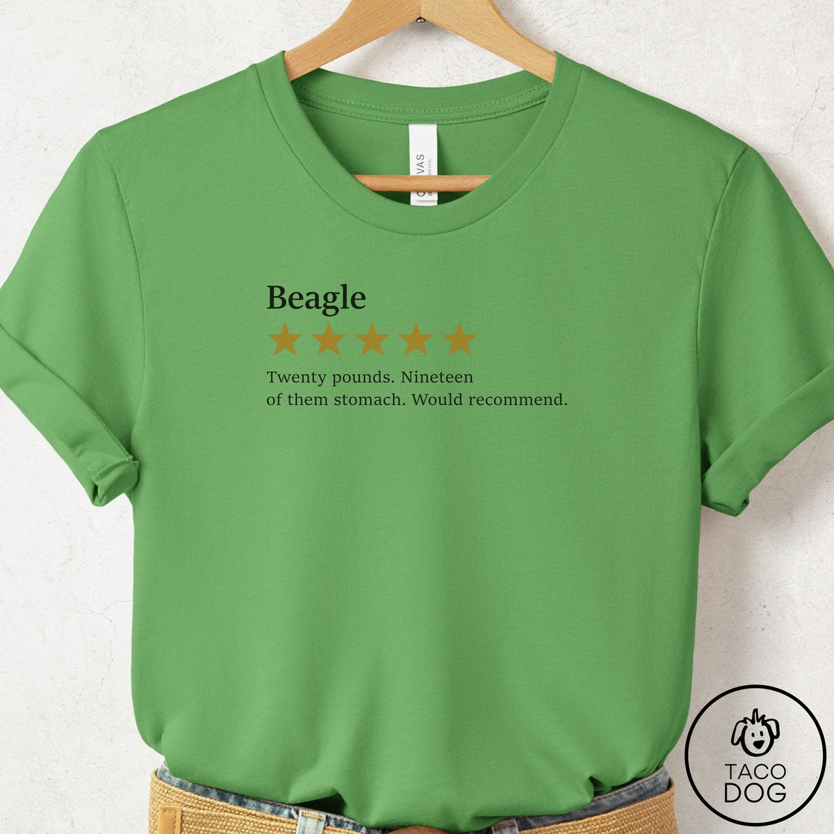 Beagle Five Star Review T-Shirt Leaf Taco-Dog