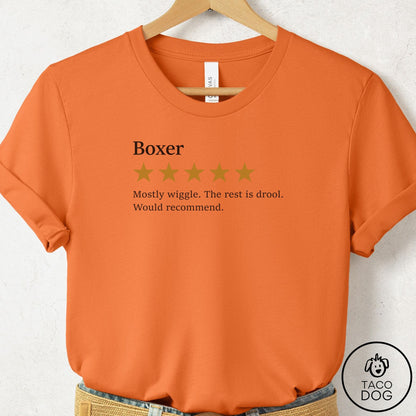 Boxer Five Star Review T-Shirt Burnt Orange Taco-Dog