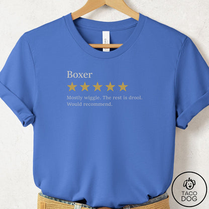 Boxer Five Star Review T-Shirt Columbia Blue Taco-Dog