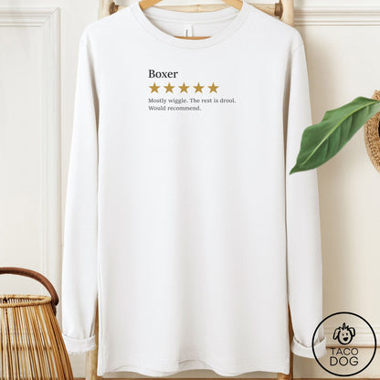 Boxer Five Star Review Long Sleeve Tee White Taco-Dog