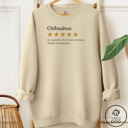 Chihuahua Five Star Review Sweatshirt Sand Taco-Dog