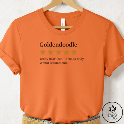 Doodle Five Star Review T-Shirt Burnt Orange Taco-Dog